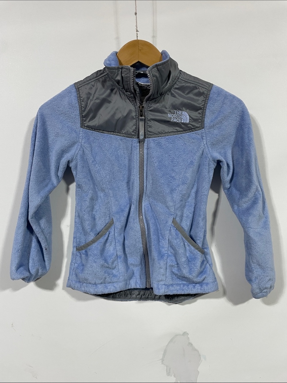 The North Face Light Blue Fleece Jacket with Gray Yoke